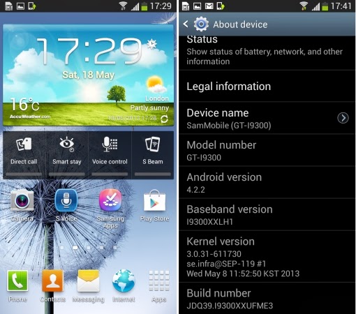 Samsung Galaxy S3: Android 4.2.2 Pre-Release