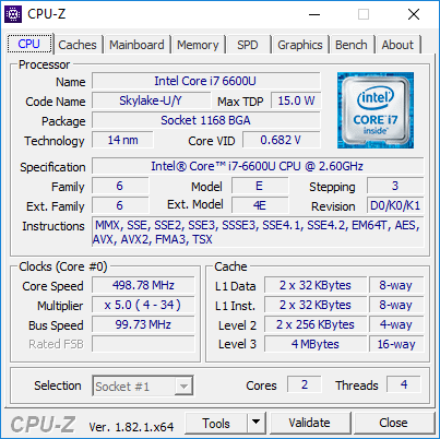 Lenovo T560 CPUZ